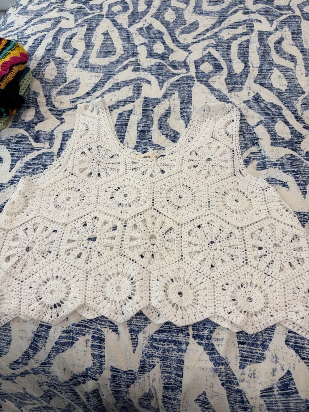 ADORA White Crochet Camisole Tank Top